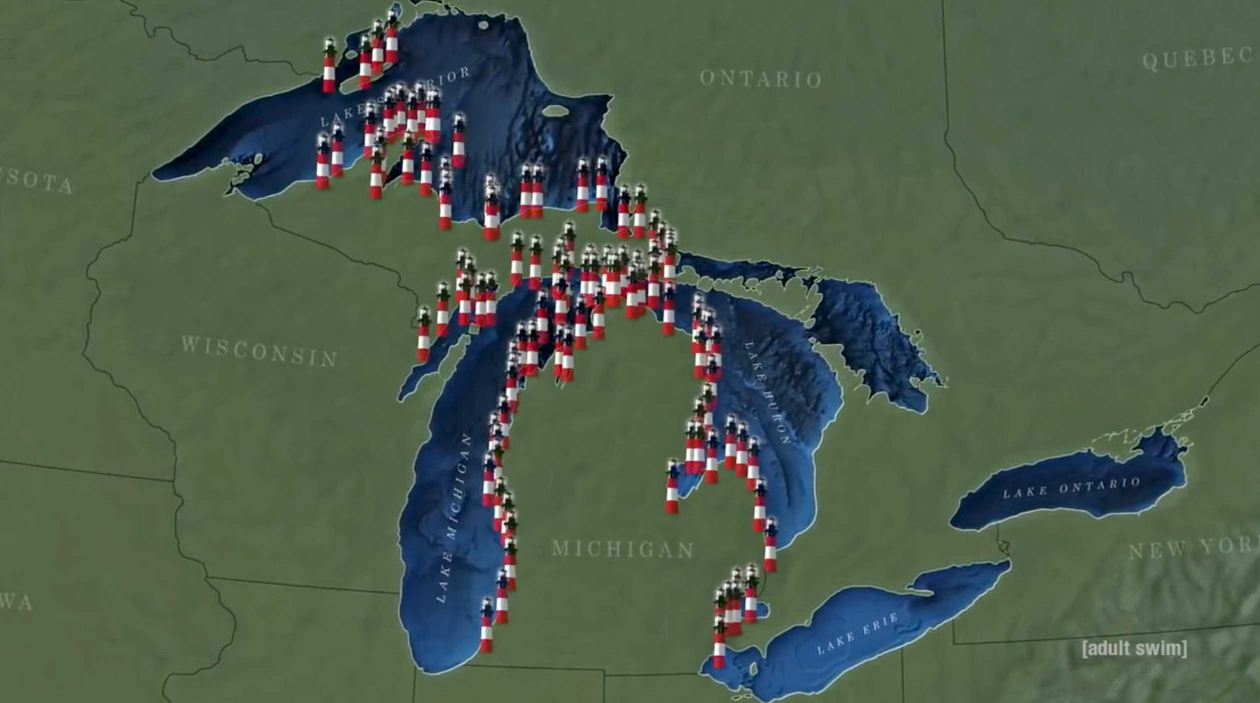 Lighthouse Map of Michigan