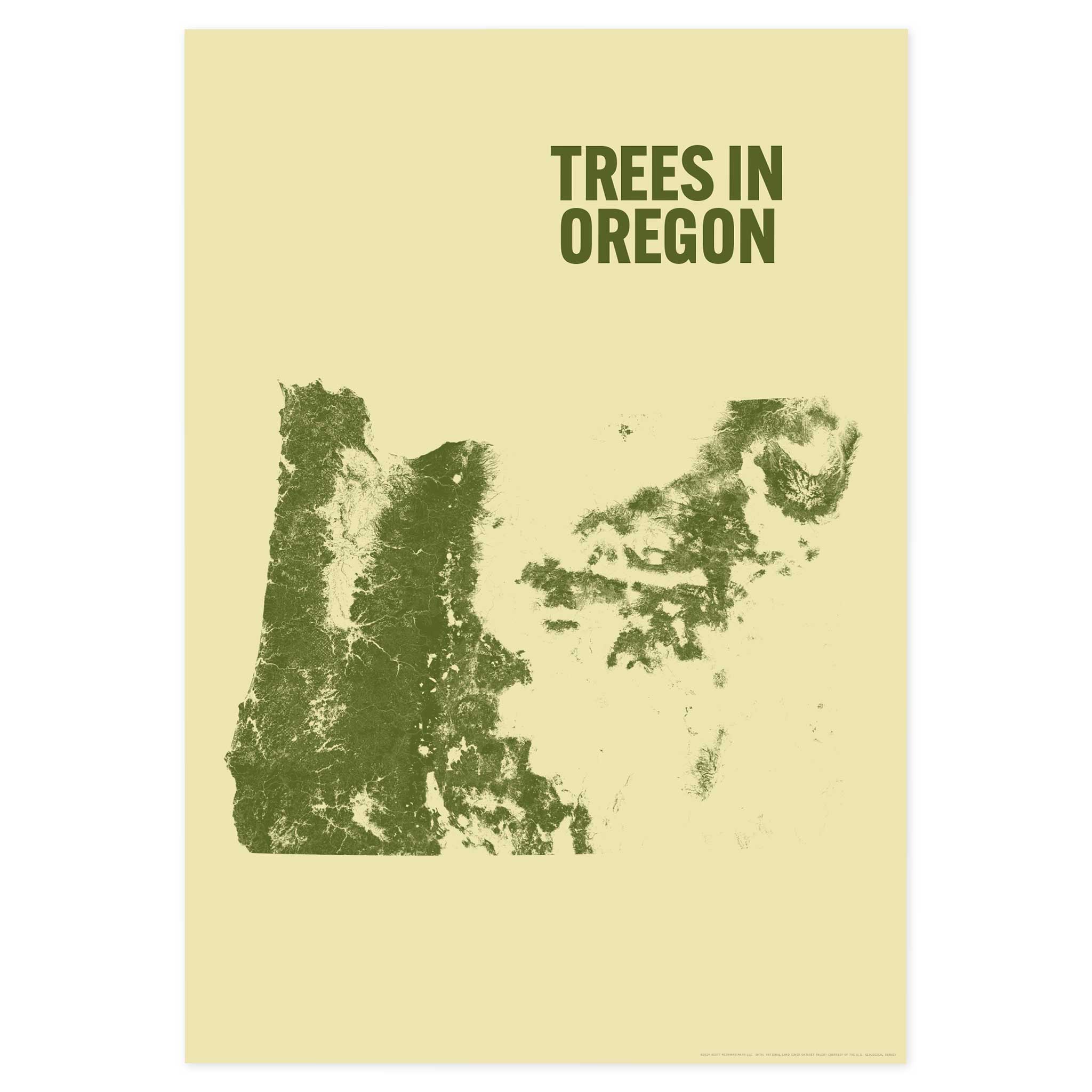 Oregon Court Tree Pattern Trees in Oregon Poster • Scott Reinhard Maps